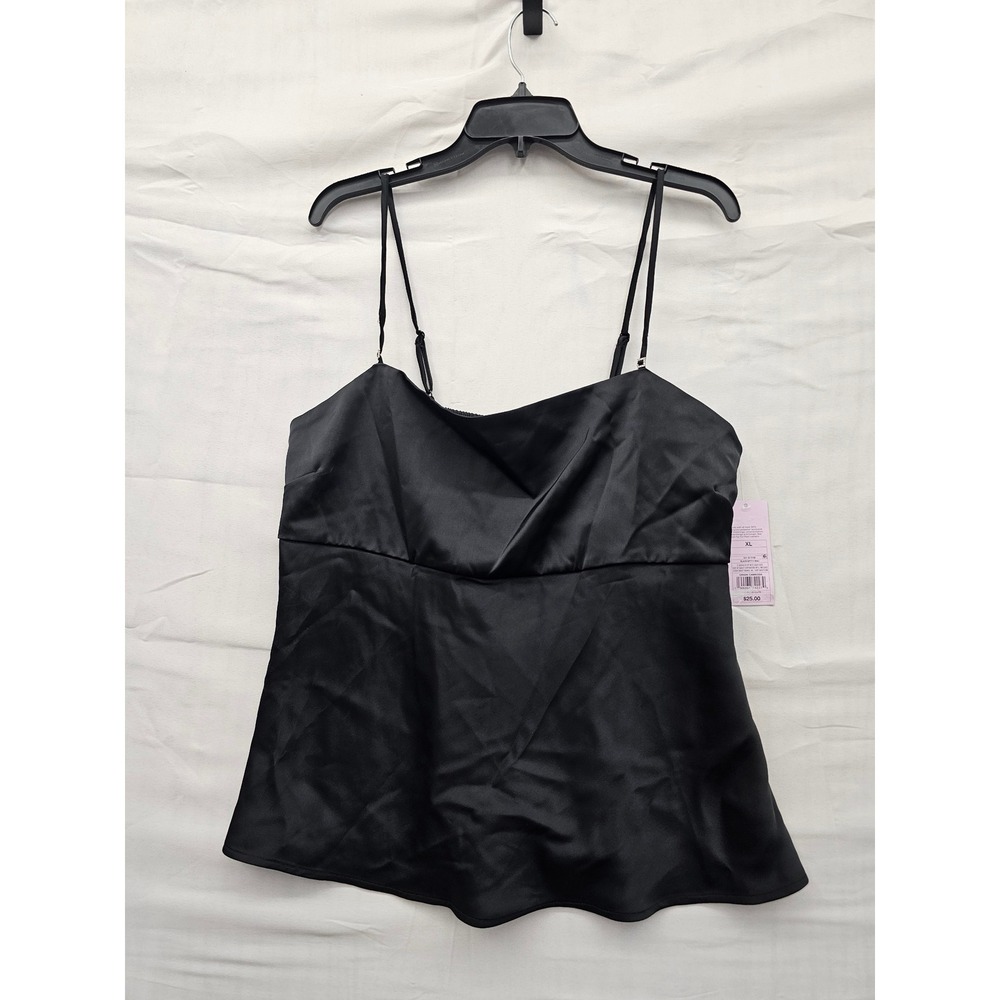 Wild Fable Womens Satin Cami Tank Top Black Polyester Blend Casual Size XL‎
